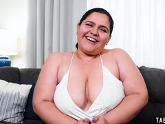 PLUS-SIZE career counselor Karla Lane caught him gazing at her massive knockers