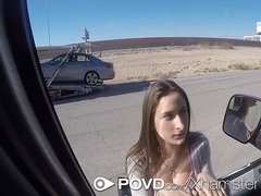 POVD - scorching hitchhiker Ashley Adams knows how to plumb