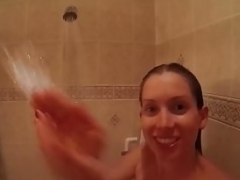 Washing my hair in the shower with closeup and additionally slow motion s