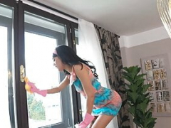 DEVIANTE - Sizeable cumshot on face splattering for free use Latina maid