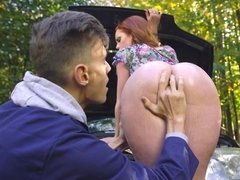 Horny redhead got fucked in the ass