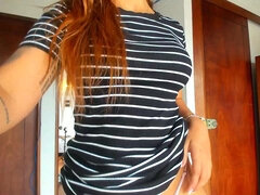 Amazing ass redhead latina solo dildo masturbation on webcam