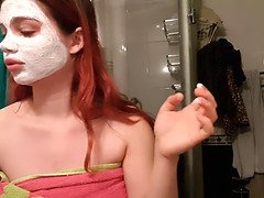 Sensational spa day masturbation with ahegao face ejaculation and piss on my face to wash the mask off