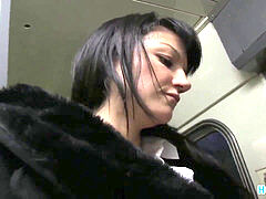 HornyAgent Penelope drills on the train to avoid the police