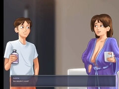 Naughty landlady in Summertime Saga keeps teasing him with her massive melons - Gameplay part 22