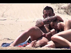 Sunbathing At bare Beach With two duo Sex Voyeur
