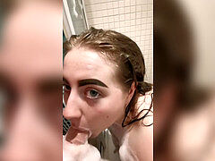 plus-size British teen caught showering and deepthroats wood