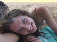 Elena Koshka: Amateur Brunette Pov Action with Pee and Cigarettes at the Beach