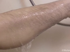 Hairy Brunette MILF Sunshine Masturbates in Shower