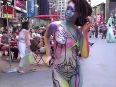Times Square, Topless and Bottomless Painted Nudes in Public