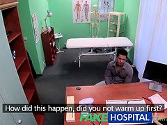 Sexy blonde Czech nurse gives patient a hot handjob in the hospital room