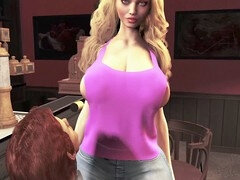 Beautiful blond Teen Shrinks big guy to enlarge her huge boobs - Mini Giantess