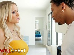 Kenzie Taylor cheats on her man with a massive cock & takes a hot load on her tits