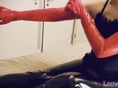 Tir de sperme, Pieds, Femme dominatrice, Branlette thaïlandaise, Talons, Latex, Orgasme, Jouets