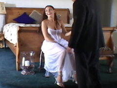 Cute bride getting fucked by two