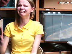 Catarina Petrov gets caught stealing goods & gets her tight pussy drilled in LP office