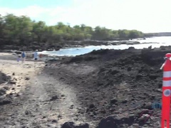 Beach, Blowjob, Brunette, Glasses, Orgasm, Outdoor, Petite, Pov