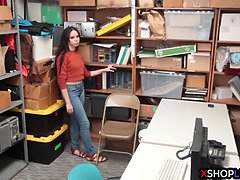 Backroom, Blowjob, Brunette, Caught, Hardcore, Office, Police, Teen