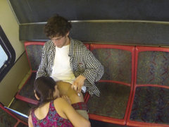 Sex adventures in the tram of hot couple Anastasia Black and Weston White