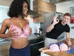Ass, Big tits, Black, Brunette, Doggystyle, Masturbation, Natural tits, Teen