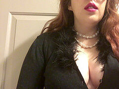 obese Goth teen with big Perky Tits Smoking Red Cork Tip 100 in Pearls