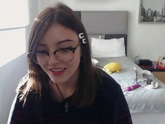 Sexy Colombian nerd with angelic face and furthermore glasses gets doggy