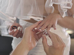 Bride, Dress, Handjob, Lingerie, Petite, Redhead, Spy, Wedding