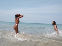 Chloe & Hiromi - A Lesbian Day On The Beach