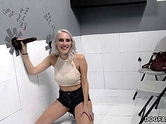 Gloryhole Slut Cadence Lux bj's dark-hued fuckpole