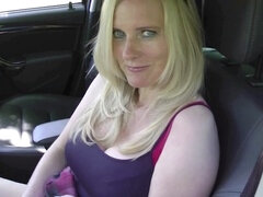 Naughty German MILF finger-tickled and deep-throated in a public parking lot