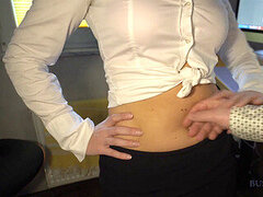 Bellybutton-play, navel-fingering, female-boss