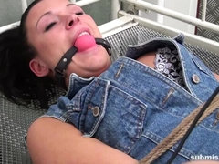 Vixen bound to the bed vibed and machine-fucked