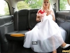 Slutty busty bride Tara Spades hard fucked in the old taxi