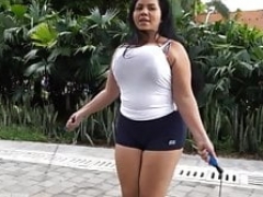 Big-breasted Latina jump rope