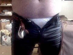 Did my sexy panties peek out of my new leather jeans again?