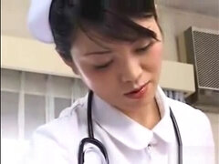 Japan nurses examine patients anus while pumping cock
