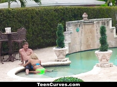 Chanel Collins, the curvy teen, gets her bubble butt drilled by the pool