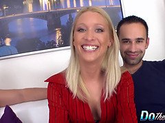 Uma Thompson moans while getting licked and drilled while her cuckold husband watches in HD