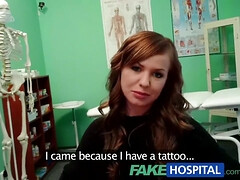 Redhead teen gets a reality check from tattooed doctor while getting a POV BJ