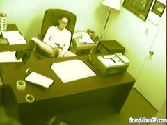 secretary fingering and masturbating slit at office