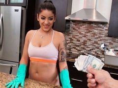 Seduced Latina with tattoos Mia Martinez demonstrates her skills