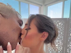 BBC Deep Throat Face Fucking with Brunette Hoe - Interracial blowjob