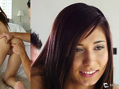 18 ans, Sucer une bite, Brunette brune, Lunettes, Pov, Rugueux, Adolescente, Nénés