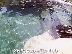 Jenna Reid takes a deep dicking after a relaxing pool swim