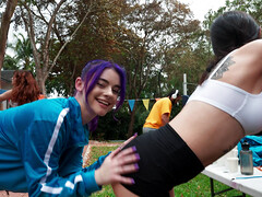 Teen with purple hair fucked in front of her friends