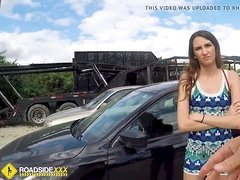 Roadside - Spicy Latina nails a big jizz-shotgun to free her car