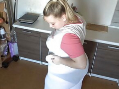 Amateur, Big ass, Big tits, Blonde, Blowjob, Chubby, Creampie, Kitchen