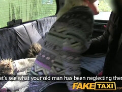 British teen blonde deepthroats old cab driver's cock on faketaxi