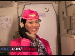 Busty flight attendant pleases the pilot between two flights