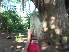 Riley is happy to see a real rainforest!